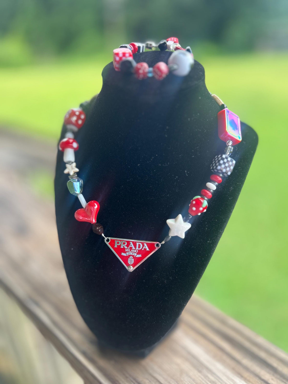 Upcycled Charm Necklace Custom Color Request| Boho Statement Dopamine Jewelry