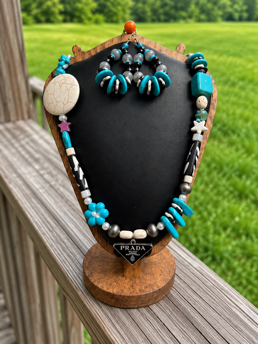 Turquoise & Bone Luxe Western Necklace & Earring Set