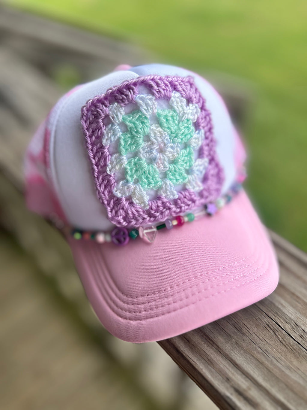 Handmade Granny Square Trucker Hat