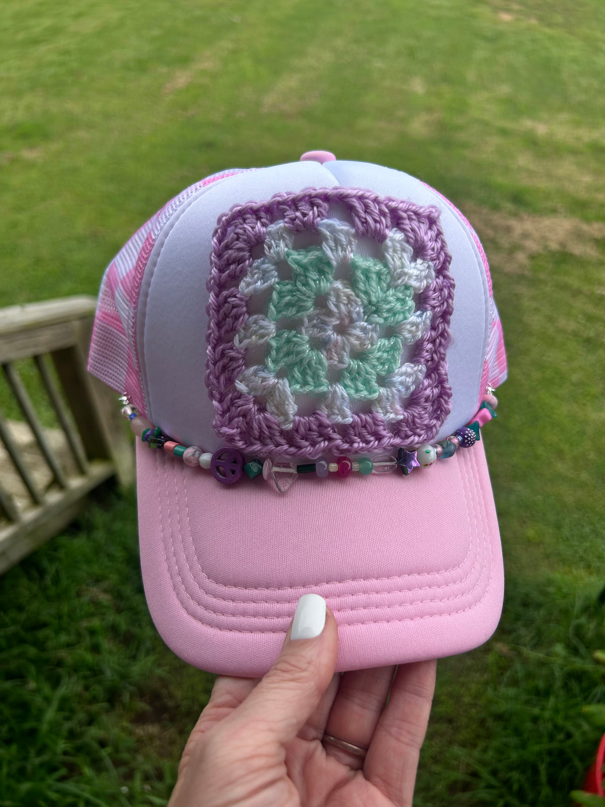 Handmade Granny Square Trucker Hat