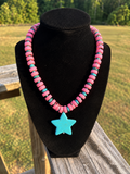 Lucky Star pink and turquoise-style star statement necklace