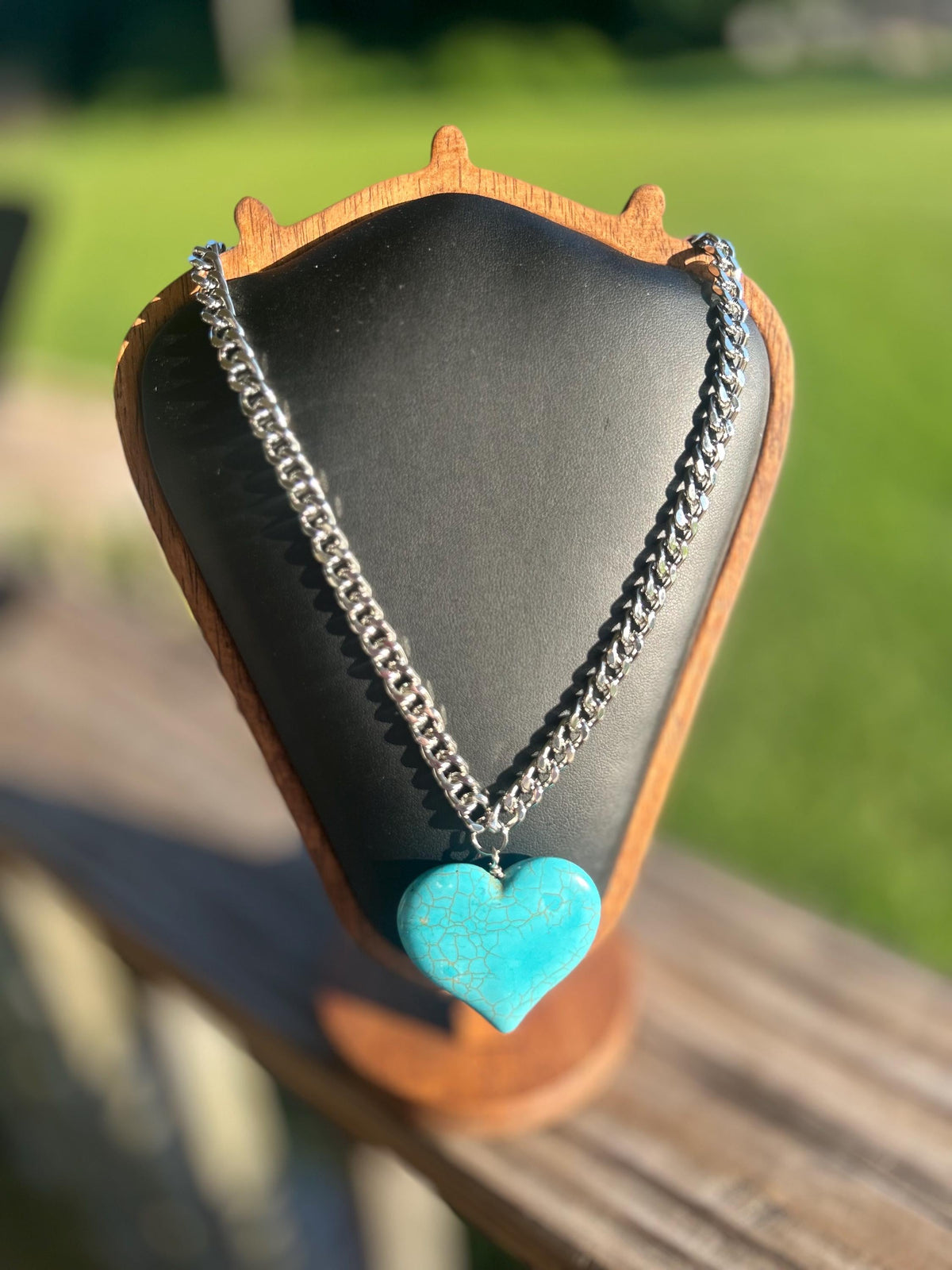 Turquoise Heart Necklace | Boho Statement Dopamine Jewelry