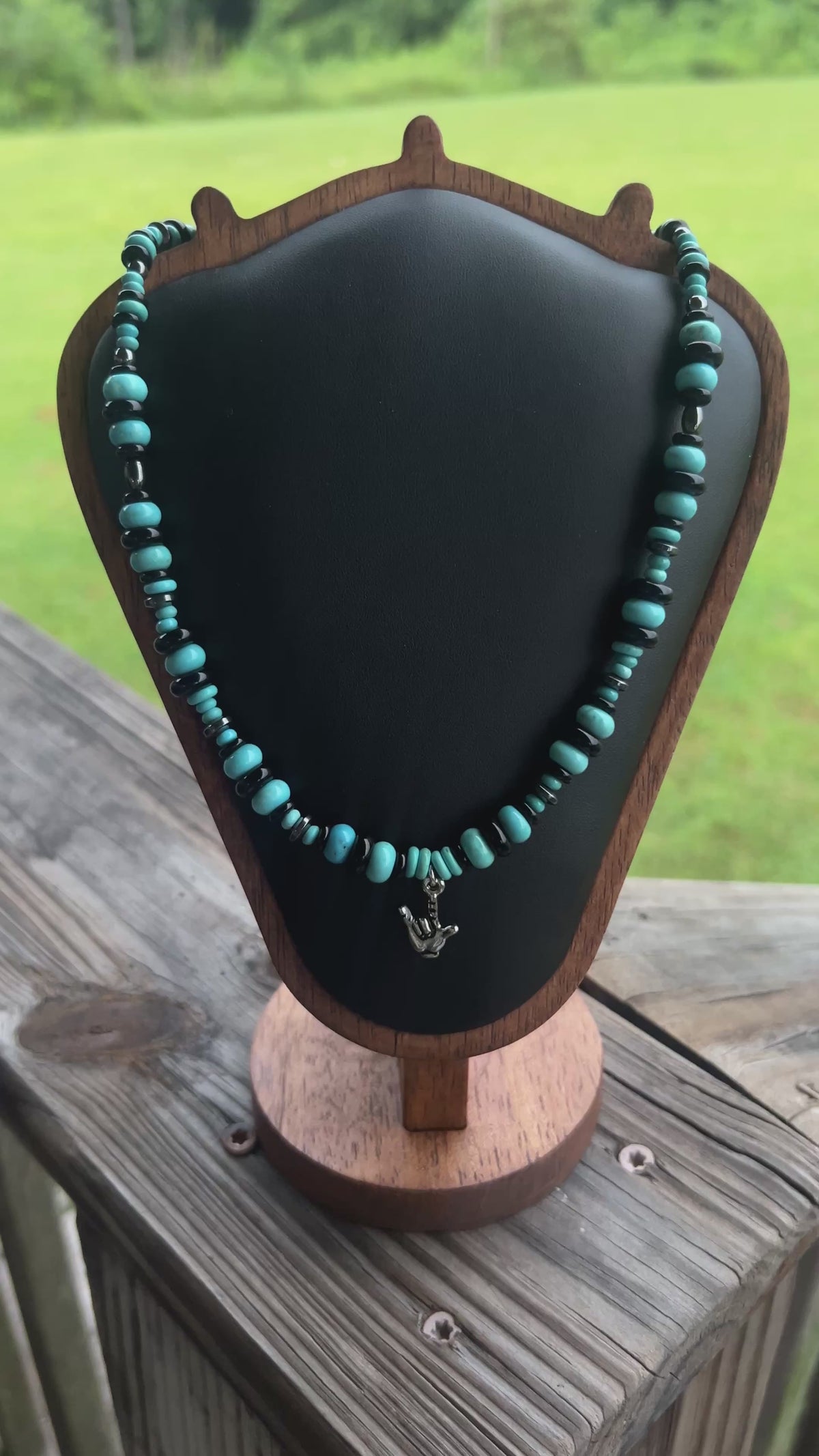 Handmade ASL "I Love You" Necklace | Turquoise Beaded Necklace | American Sign Language Jewelry | Meaningful Gift for Her