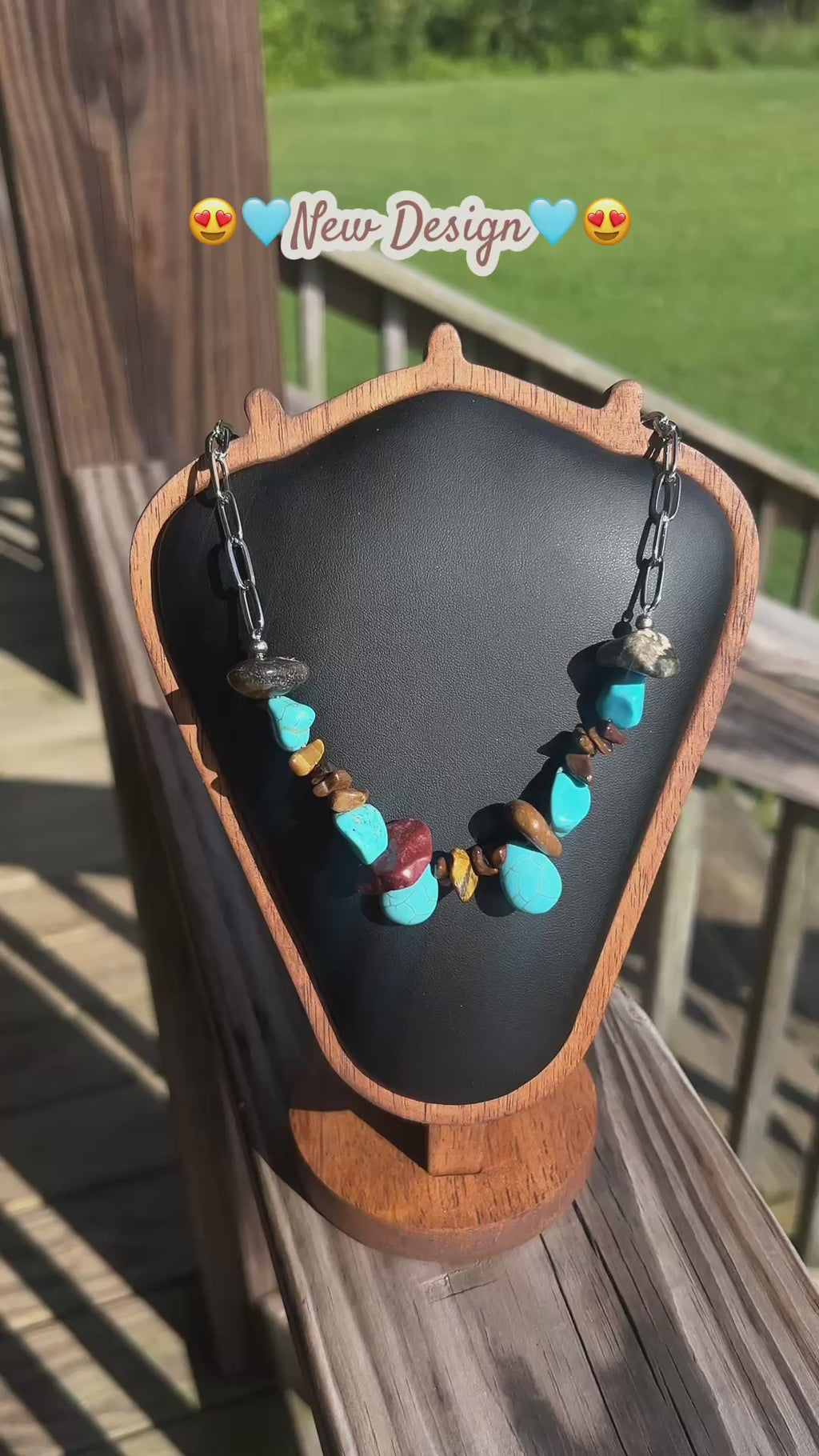 Handmade Tiger's Eye & Dyed Agate Statement Necklace | Southwestern Turquoise-Inspired Jewelry | Western Boho Necklace